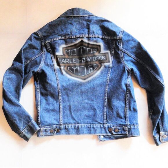 ⚫️Harley Davidson Vintage LEVIS Denim Jacket Harley Davidson Logo - Picture 2 of 8
